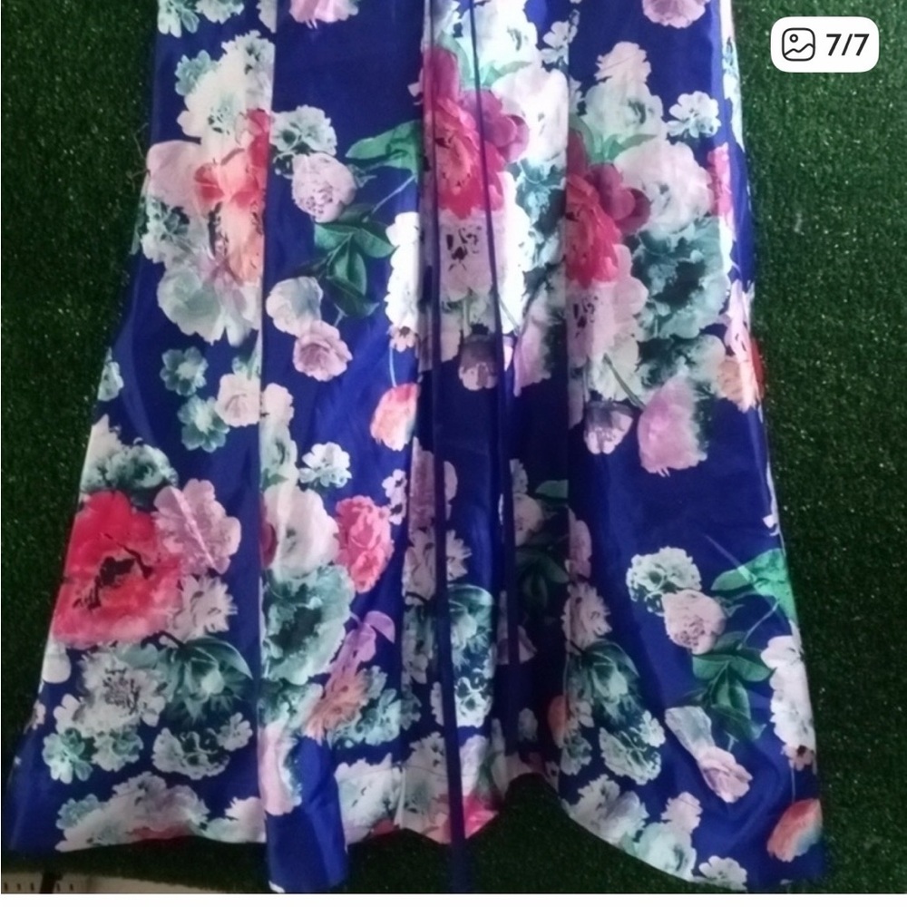My Michelle Navy Blue Floral Prom Dress - Picture 8 of 8